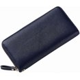 thumbnail image 1 of Wallet Leather Women Large Wallet Women with Zipper Gold Wallets Women Long (Dark Blue), 1 of 4