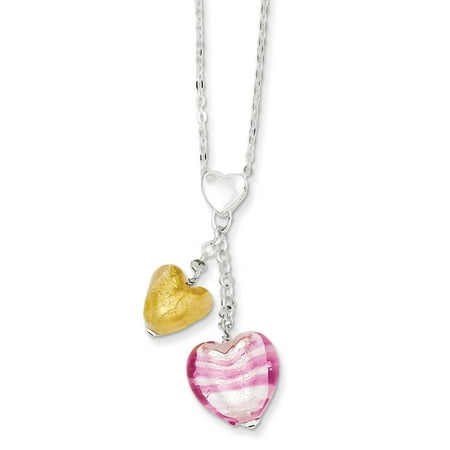 Sterling Silver 16in Murano Glass Heart Necklace