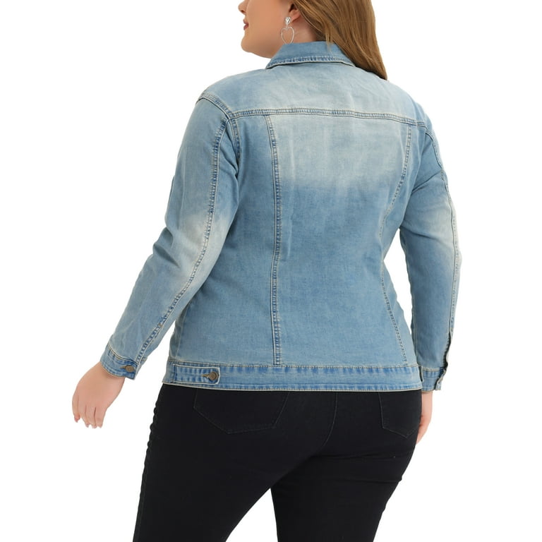 Unique Bargains Women s Plus Size Long Sleeve Button Front Washed