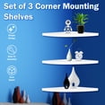 thumbnail image 2 of 8 Inch White Corner Floating Shelf Set of 3,Wall 90 Degree Corner Storage Shelf for Kitchen Room/Living Room/Bathroom, 2 of 9