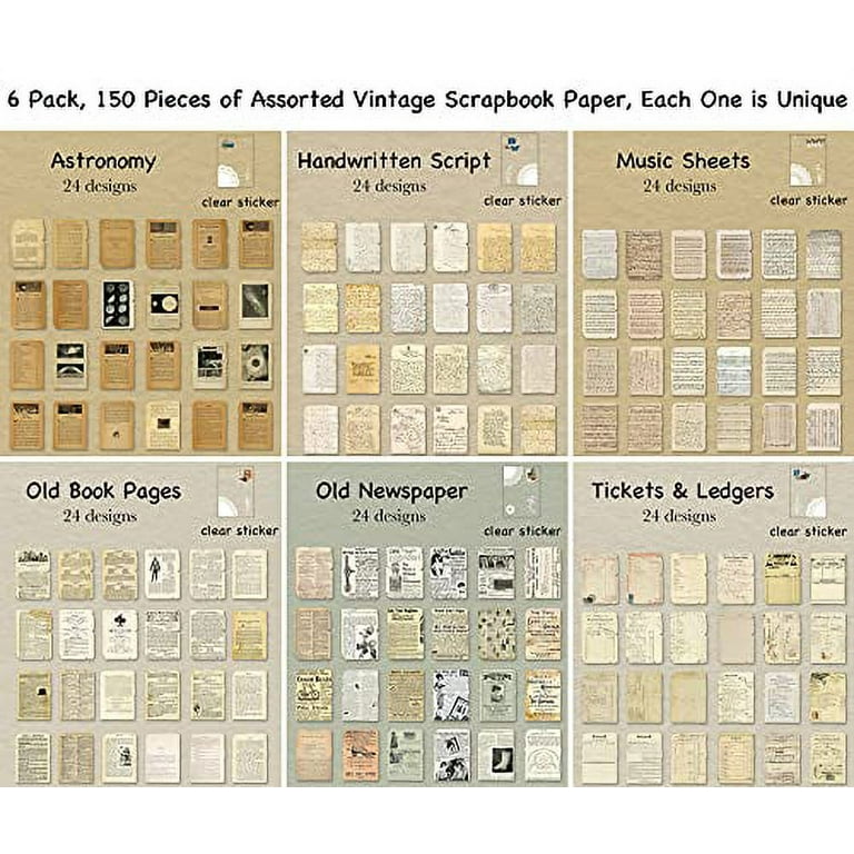180 Pcs Scrapbook Paper Vintage Journaling Scrapbooking Supplies for Junk  Journal Bullet Journals Dorm Room Decor Wall Art Collage Album Cottagecore