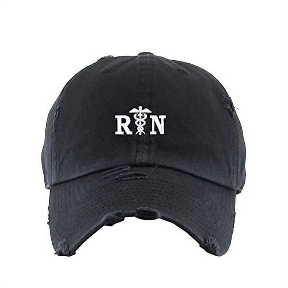 Registered Nurse RN Vintage Baseball Cap Embroidered Cotton Adjustable Distressed Dad Hat Brush Black