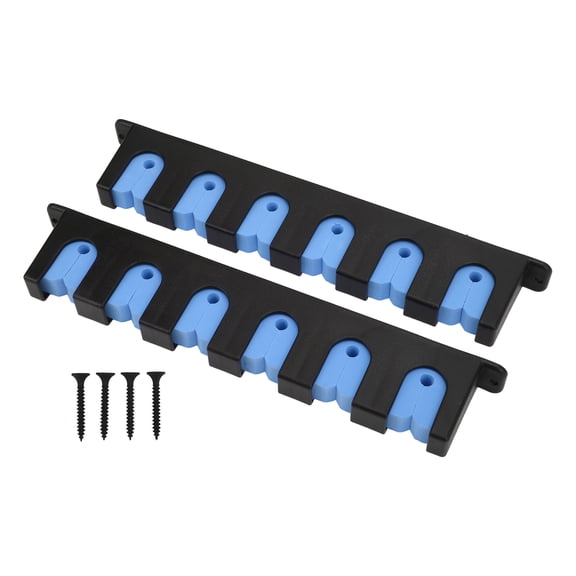 Wall-Mounted Chemical-Resistant Fishing Rod Rack - Vertical 6-Rod Holder with 4 Screws - Blue