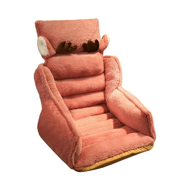 Orange Short Plush Seat Cushion And Back Cushion Set For Chair Sofa Soft Warm Non-Slip Bottom Cover Office Home Car Comfort Pad With Lumbar Support In Orange