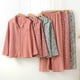 thumbnail image 5 of Pijama de gasa de doble capa de algodón para mujer, estilo retro de primavera y otoño, ropa de abrigo de manga larga de jacquard de estilo chino, ropa para el hogar, 5 of 6