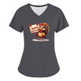 thumbnail image 4 of Kctiaxy Thanksgiving Scrub Tops Women Summer Casual Short Sleeve V-Neck Scrub Tops Women Fashionable Print Graphic Nurse Scrubs with Pockets, 4 of 7
