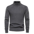 thumbnail image 1 of Gibobby Suéter ligero hombre Suéter de cuello alto para hombre, estilo informal, de punto trenzado, para hombre(Gris oscuro,M), 1 of 5