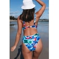 thumbnail image 5 of Light Blue Tie Dye Floral Sexy One Piece Swimsuit Bikini, 5 of 7