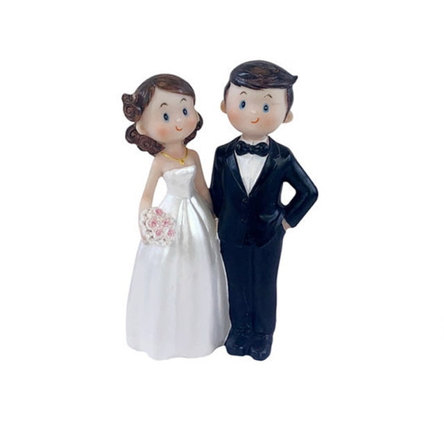 Toystoory Cásate con muñeca estilo europeo dibujos animados amor romántico boda muñecas pastel Topper hermosa pareja decoraciones Día de San Valentín Artesanía Toystoory HA072010-00
