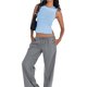 thumbnail image 2 of Lucakuins Camiseta sin mangas para mujer, cuello redondo, sin espalda, con cordones, chaleco de verano para fiesta en el club Lucakuins  moda, 2 of 6