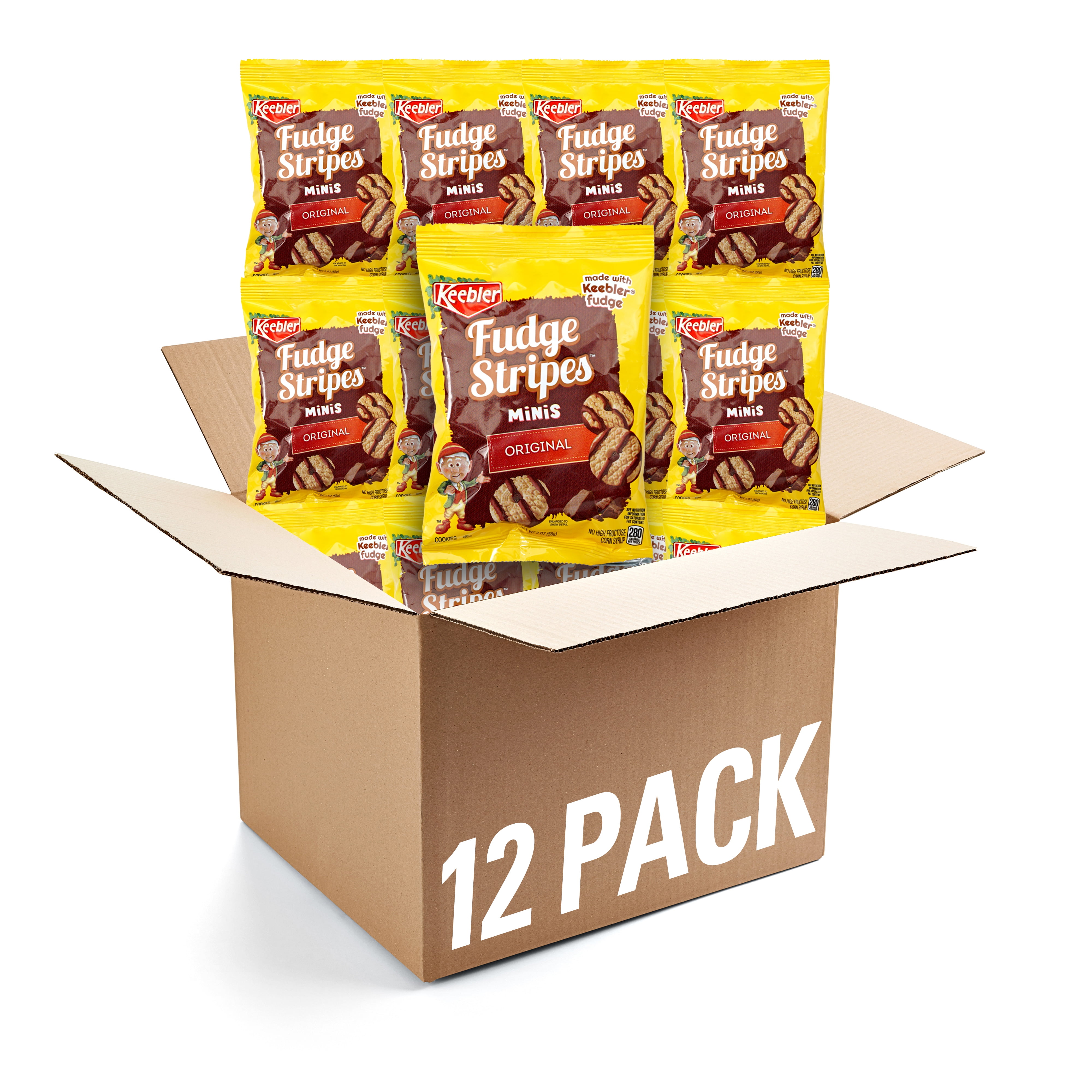 Keebler Fudge Stripes Minis 12 Pack, 2oz Individual Cookie Bags