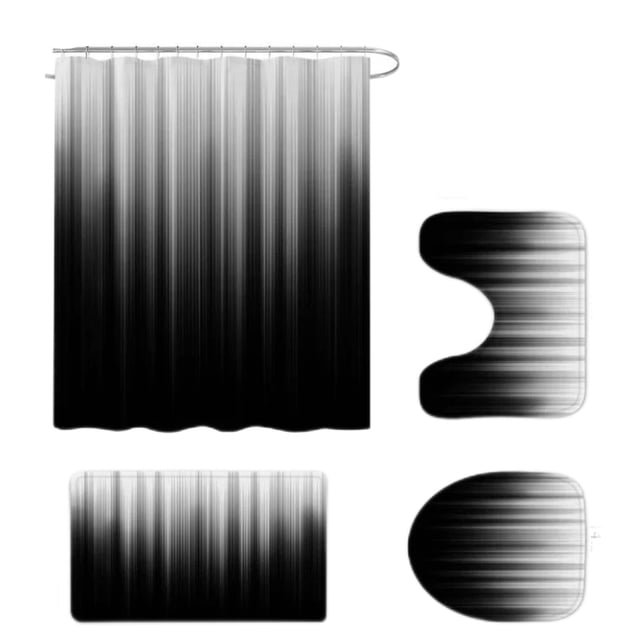 CHENMEI Modern Gradient Style 4 Piece Curtain and Bathroom Rug Shower Set Create An Elegant Bathroom