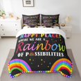 thumbnail image 2 of Manfei Happy Place 7 Pieces Bedding Comforter Set,Cartoon Rainbow Full Bedding Set,Colorful Heart Print Fitted Sheet Flat Sheet For Children,Breathable Home Decor, 2 of 8