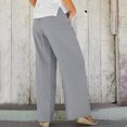 thumbnail image 7 of Women's Cotton Linen Wide Leg Palazzo Pants High Waisted Solid Color Loose Long Pants Casual Baggy Comfy Flowy Trousers, 7 of 7