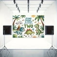thumbnail image 3 of Cartoon Dinosaur Birthday Backdrop Stomp Chomp Chew Our Little Dino is TWO Photography Background Tropical Jungle Dinosaur 2nd Birthday Party Decorations Banner Supplies Photo Booth Props, 3 of 6