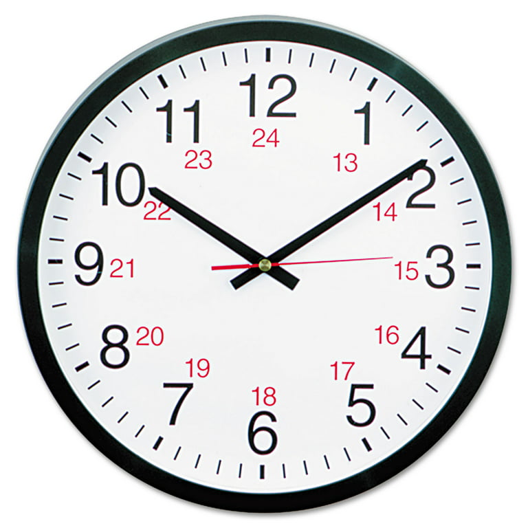 Universal 24-hour Round Wall Clock, 12.63 Overall Diameter, Black Case, 1  Aa (sold Separately)