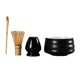 thumbnail image 1 of Juego de de té tradicional de 4 piezas, estilo japonés, de Cuenco de cerámica negra B Zulema Soporte para batidor Matcha, 1 of 7