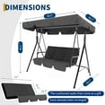 thumbnail image 4 of Chaise Balançoire de Patio Extérieure pour 3 Personnes – Auvent Imperméable Réglable, Cadre en Acier Robuste, Accoudoirs, Siège en Textilène, Banc à Bascule Convertible – Jardin, Cour Arrière, Véranda, Balcon – Gris, 4 of 7