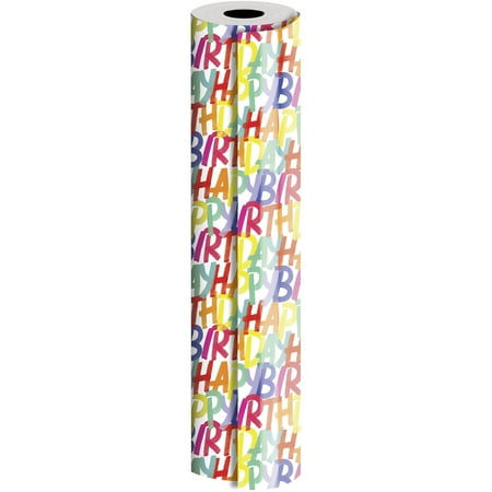 Jillson & Roberts Bulk Gift Wrap, Rainbow Birthday, 1/4 Ream 208' x 24"
