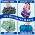 thumbnail image 4 of Bentgo Kids Lunch Bag - Double-Insulated, Reusable Lunch Bag for Kids 3+ with Adjustable Strap; Holds Lunch Box/Water Bottle/Snacks; Easy-Clean, Water-Resistant & Pockets (Shark), 4 of 7