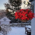 thumbnail image 3 of Artificial Christmas Poinsettia Flowers with Faux Berries Hanging Basket for Outdoor Decoration, Fake Silk Christmas Flowers Plant Pot Planter for Garden, Faux Red Flower for Porch Patio Xmas Decor, 3 of 5