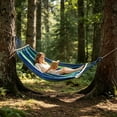 thumbnail image 6 of Rijanmt 2 Persons Hammock with Tree Straps & Spreader Bar Roll,Boho Striped Double Hammocks Strong Load 450lbs Max,Canvas Portable Hanging Camping Bed,for Patio Backyard Porch Outdoor Use,1m x 2m,A, 6 of 6