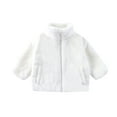 thumbnail image 2 of fnnxnal Little Girls 6T White Faux Fur Jacket - Warm Winter Coat, Machine Washable with Pockets, Cruelty-Free Soft Polyester, Fall Outerwear for Kids, 2 of 5
