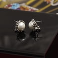 thumbnail image 4 of LeCalla 925 Sterling Silver Hypoallergenic Pearl Omega Back Stud Earrings for Women and Teen 15MM, 4 of 8