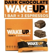 WAKE UP! Caffeinated Chocolate Protein Bars - Vegan, Gluten Free Dark Chocolate, 250mg Plant Based Caffeine, Non-Gmo, Kosher Ingredients, Boost Clarity & Brain Focus Energy (1 Bite = 3 Espressos)