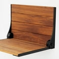 thumbnail image 2 of Silhouette Natural Teak Wood Wall Mount Folding Shower Seat Bench with Silver Frame, 2 of 7