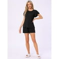 thumbnail image 3 of DARING DIVA Lounge Set Flounce Pajama Set Soild Sleepwear Top 2XL Black, 3 of 7