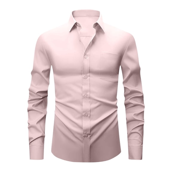 Lzobxe Shirts for Men Long Sleeve Dress Regular Fit Button down with Inner Contrast for Weddings Business,Size S-2XL