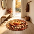 thumbnail image 6 of Zynviq Pumpkin Area Rugs 23.6" X 23.6" Thanksgiving Throw Rug Polyester Round Multicolor Washable Small Rug for Sofa, 6 of 6