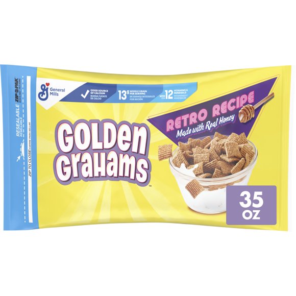 Golden Grahams Breakfast Cereal, Graham Cracker Taste, Whole Grain, Value Size, 35 oz Cereal Bag