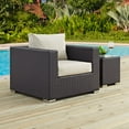 thumbnail image 2 of Modern Contemporary Urban Design Outdoor Patio Balcony Lounge Chair, Beige, Rattan, 2 of 4