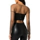 thumbnail image 5 of VISgogo Blusa Femenina, Tops de Malla Transparente de Manga Larga con Cuello Redondo y Diamantes de Imitación de Color Sólido para Adultos, XS/S/M/L VISgogo moda, 5 of 9