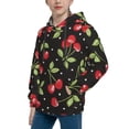 thumbnail image 2 of Fotbe Sweet Red Cherry Pattern Youth Pullover Hooded Sweatshirt, Boys Hoodie, Kangaroo Pocket Hoodie for Kids Girls -Small, 2 of 6
