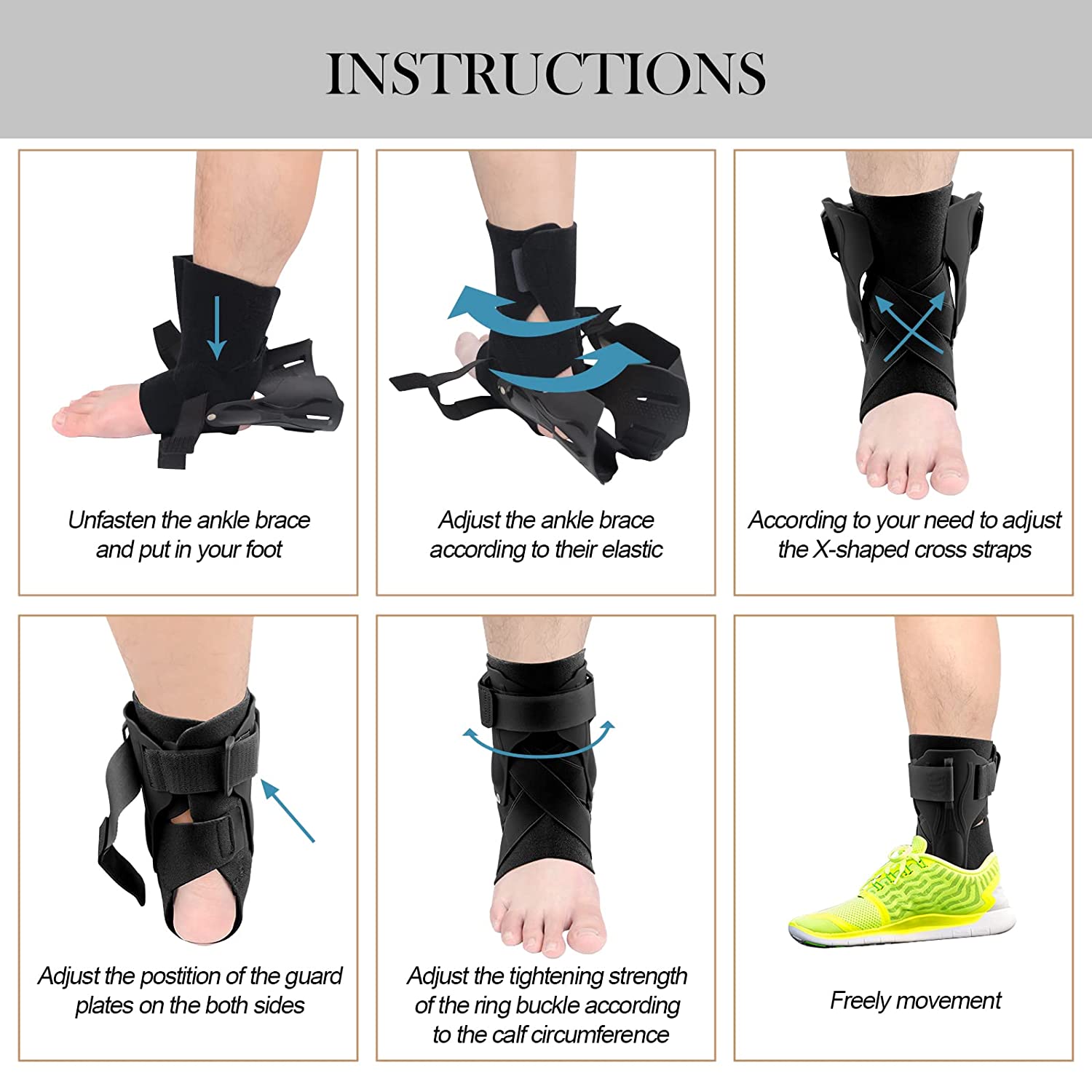 Ankle Support Brace for Ankle Sprains for Men Women, Sprained Brace for Basketball Soccer Volleyball-S