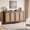 Walnut, variant on Sideboard Buffet Set of 2, Accent Rattan Storage Cabinet With Doors Walnut Finish, Multi-Functional Organizer For Home Dining Area