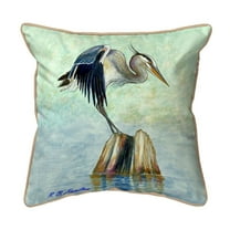 Betsy Drake Interiors Balancing Heron 12x12 Small Indoor/Outdoor Pillow