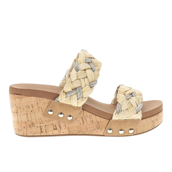 Corkys Womens Total Knockout Braided Studded Slide Wedge  Casual Shoes