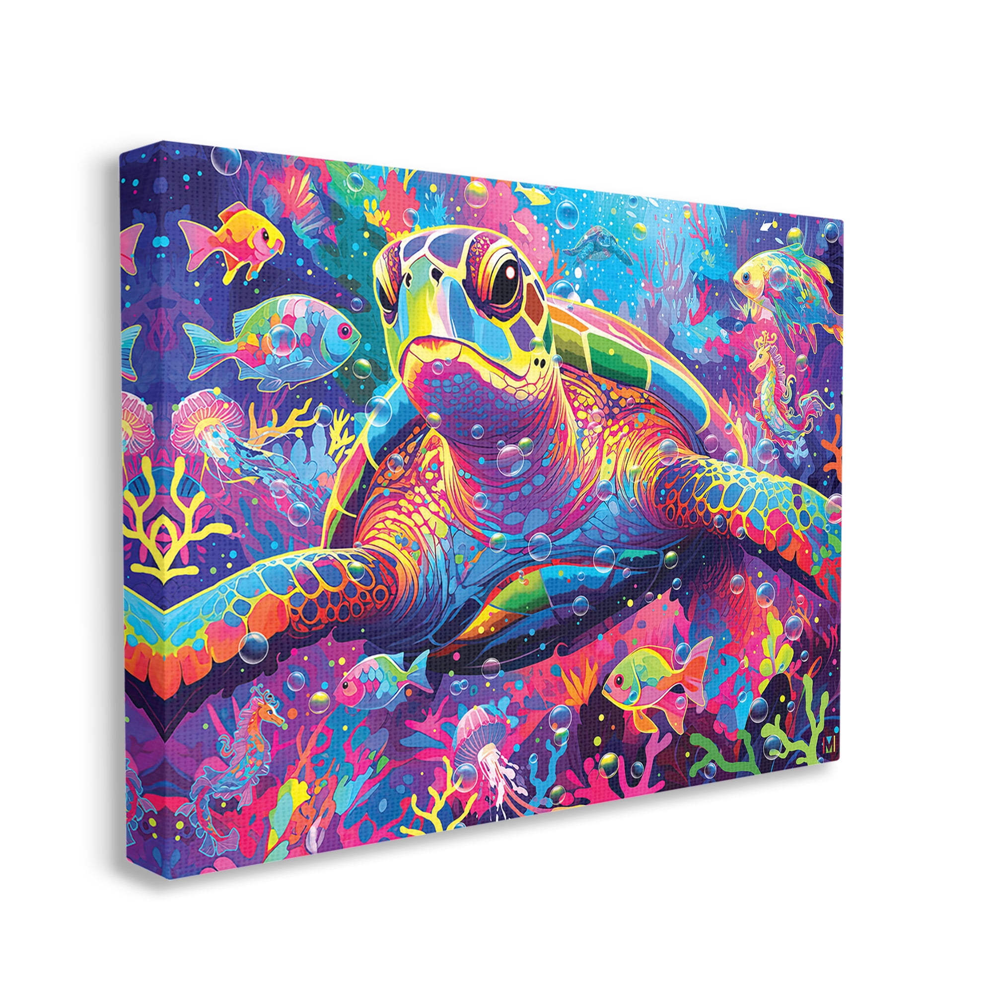 Stupell Industries Modern Underwater Animals Animals & Insects Painting Gallery Wrapped Canvas Art Print Wall Art, 30 x 24
