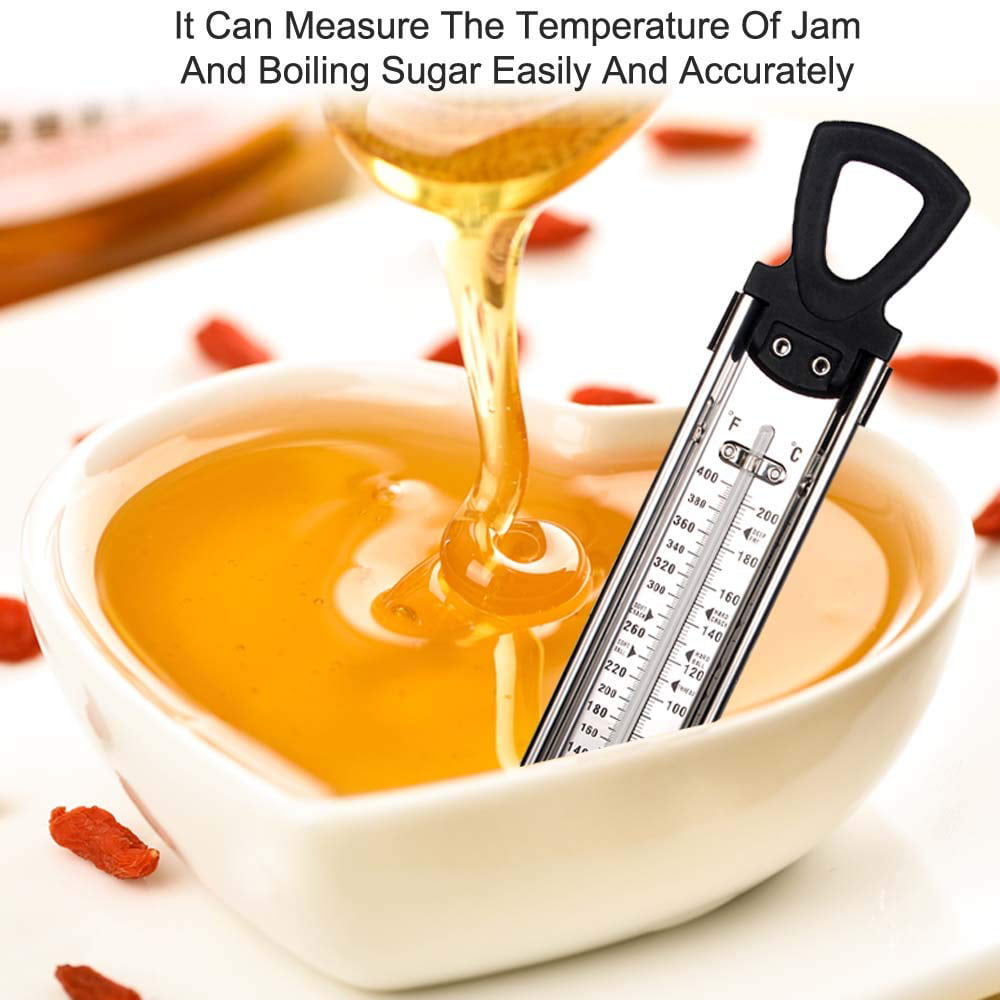 Leinuosen 4 Pcs Candy Thermometer Deep Fry Jam Sugar Syrup Jelly  Thermometer Stainless Steel Candy Thermometer with Pot Clip and Hanging  Ring Handle