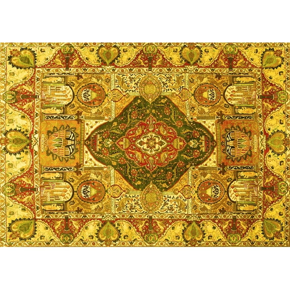 Ahgly Company Indoor Rectangle Animal Yellow Traditional Area Rugs, 3' x 5'