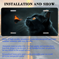 thumbnail image 3 of 1 Pcs 2D Flat License Plate Covers & Frames, Black Cat and Glowing For Decorative Front, Waterproof For Decoration Aluminum License Plate Covers & Frames Cover For Men Women, 12" X 6", 3 of 7