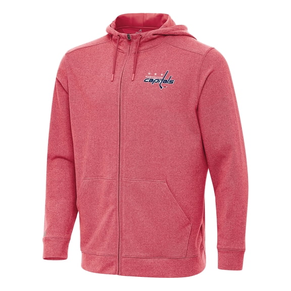 Men's Antigua Heather Red Washington Capitals Effortless Full-Zip Hoodie Jacket