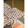thumbnail image 2 of Outdoor Tablecloths with Umbrella Hole & Zipper, Colorful Checkered 54x54 Inch Square Tablecloths, Vintage Plaid Grid Geometric Beige Waterproof Table Cloth, Patio/Pool/Picnic Table Covers, 2 of 8