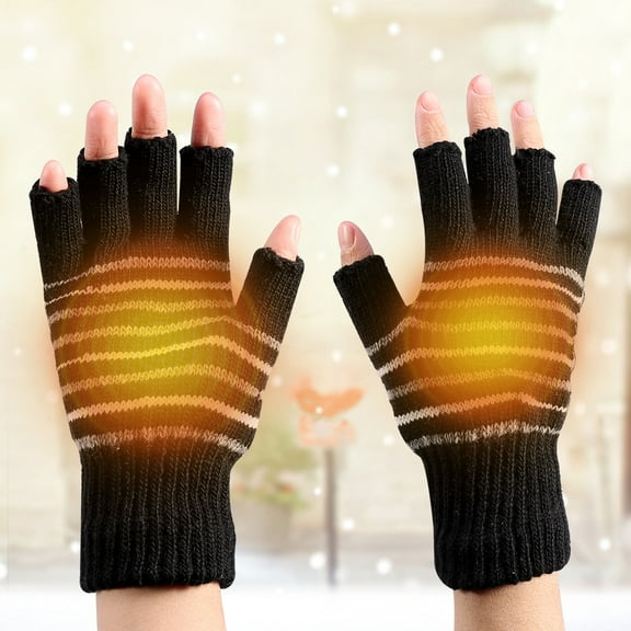 Eotvia 1 Pair 5V USB Winter Warm Heating Gloves Men Women Heated Half Finger Mittens , USB Gloves, Heated Gloves