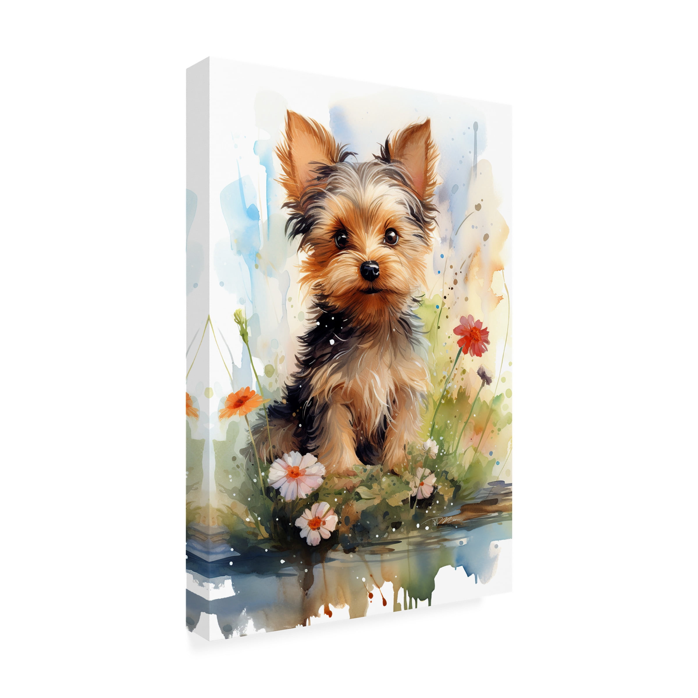 Canvas Wall Art - Momart 'Happy Puppy 1' Wall Art for Living Room, Bedroom, or Office DÃ©cor by Trademark Fine Art - 16 x 24 Inches