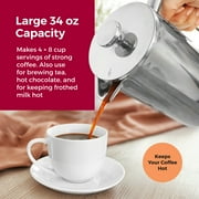 MuellerLiving Stainless Steel Double Insulated 8-Cup French Press Coffee Maker